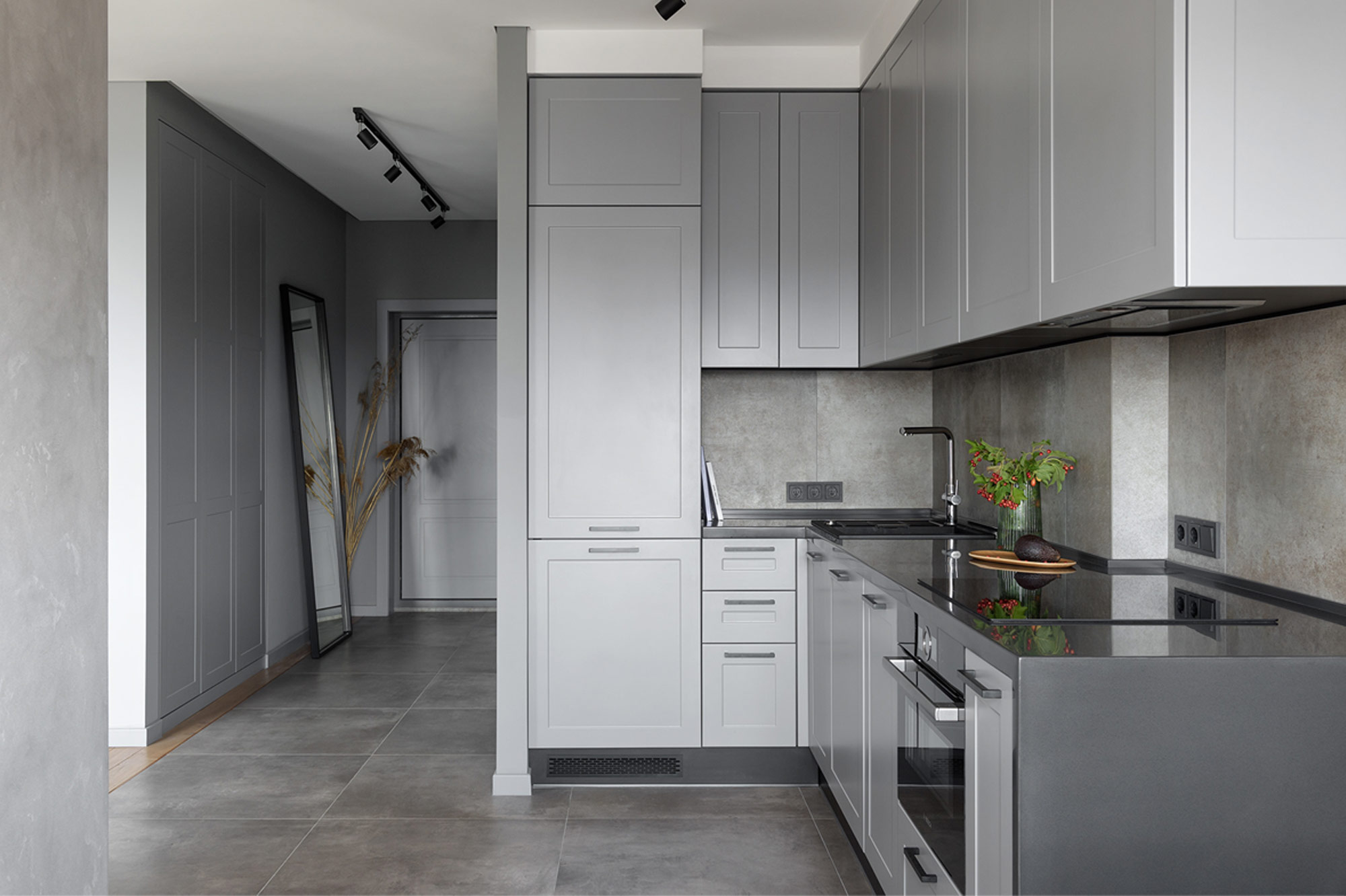 GRAY AND WHITE KITCHEN CABINETS