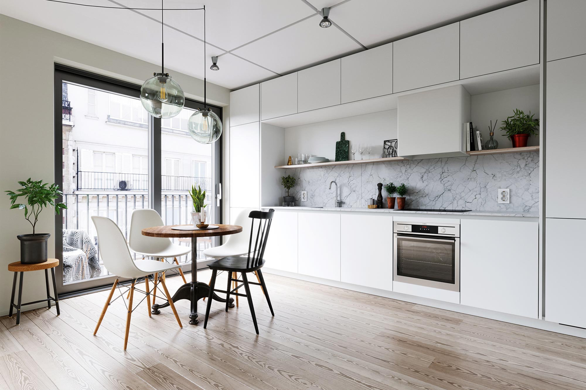 WHITE AND FRESH KITCHEN CABINETS