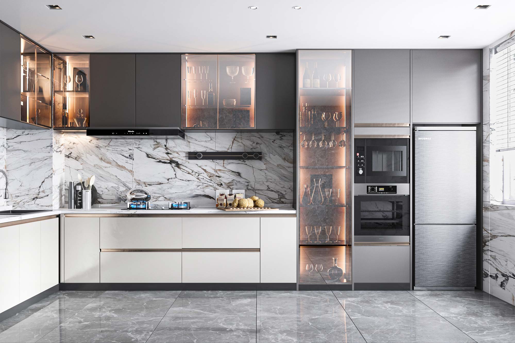 MODERN MARBLE KITCHEN CABINETS