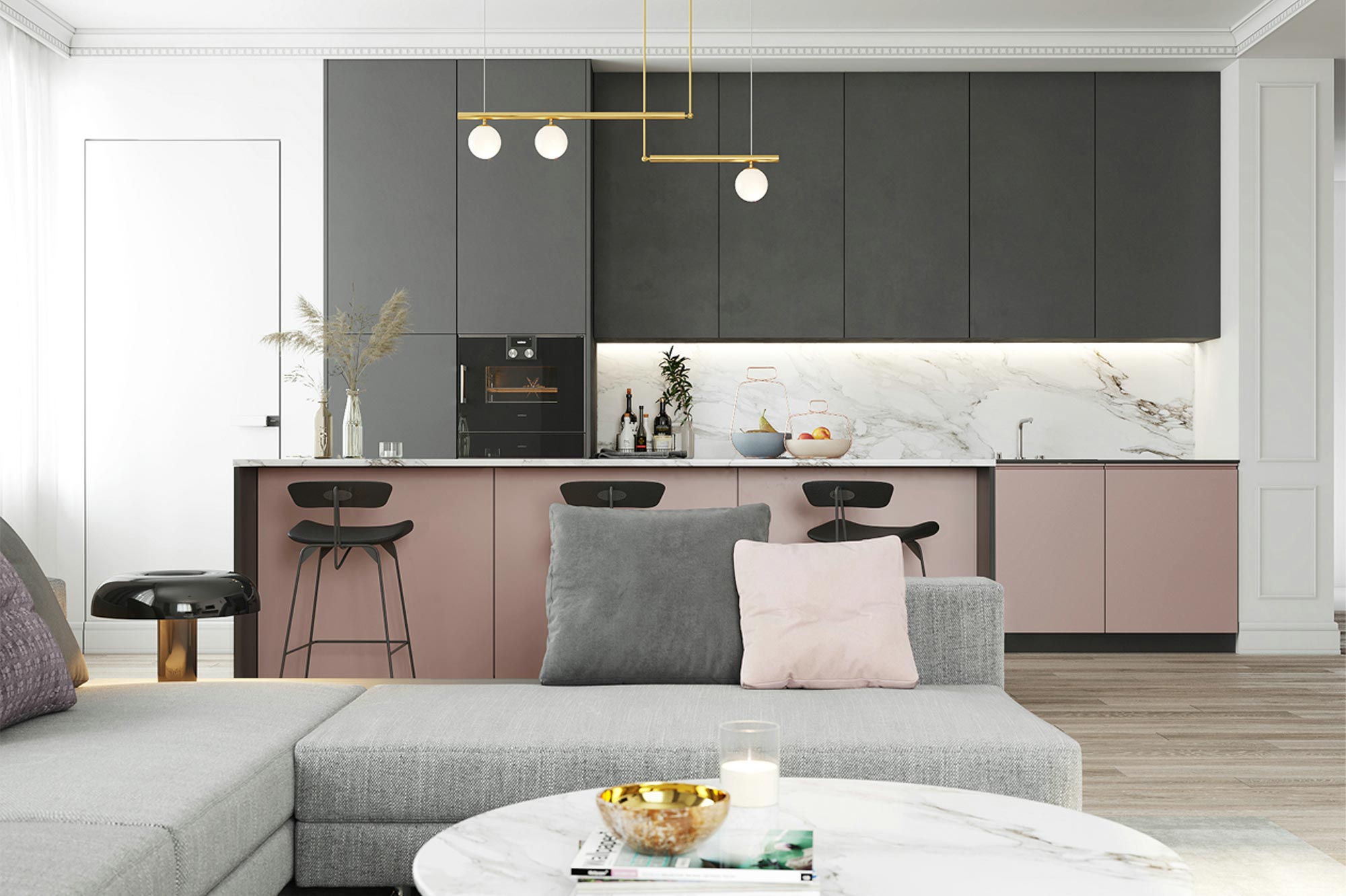 PINK KITCHEN CABINETS