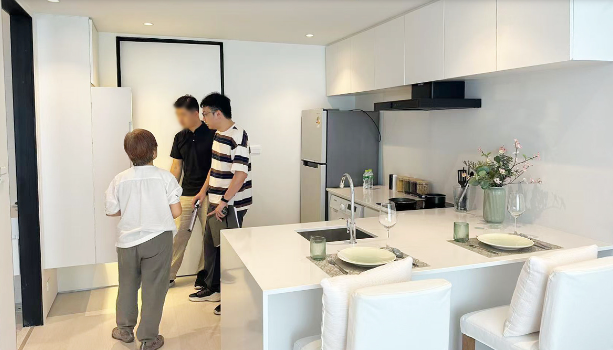 on site ais kitchen cabinet mock up and sample review with project team for final approval