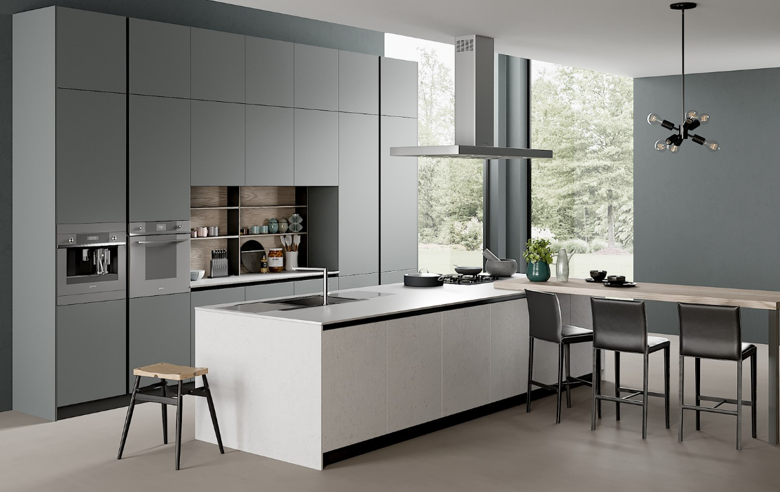 thin frame kitchen cabinet doors with multifunctional island for dining and storage-ais