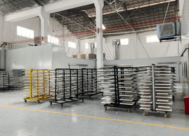 various kitchen cabinet components arranged for production and shipment at ais
