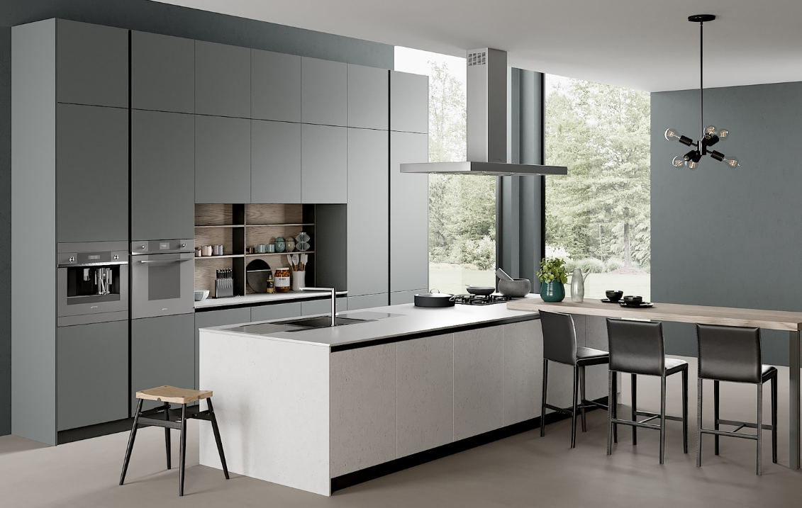 modern open kitchen with integrated cabinet hardware and sleek design-ais