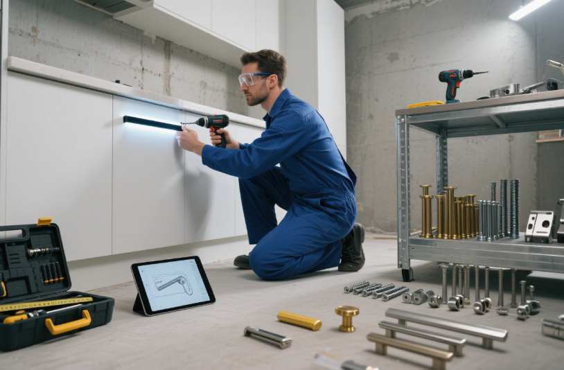 professional installation and inspection of kitchen cabinet hardware