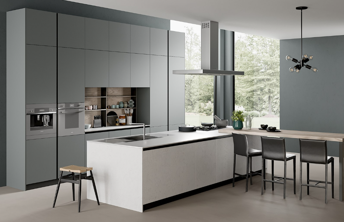 grey home customized lacquer kitchen cabinets-ais