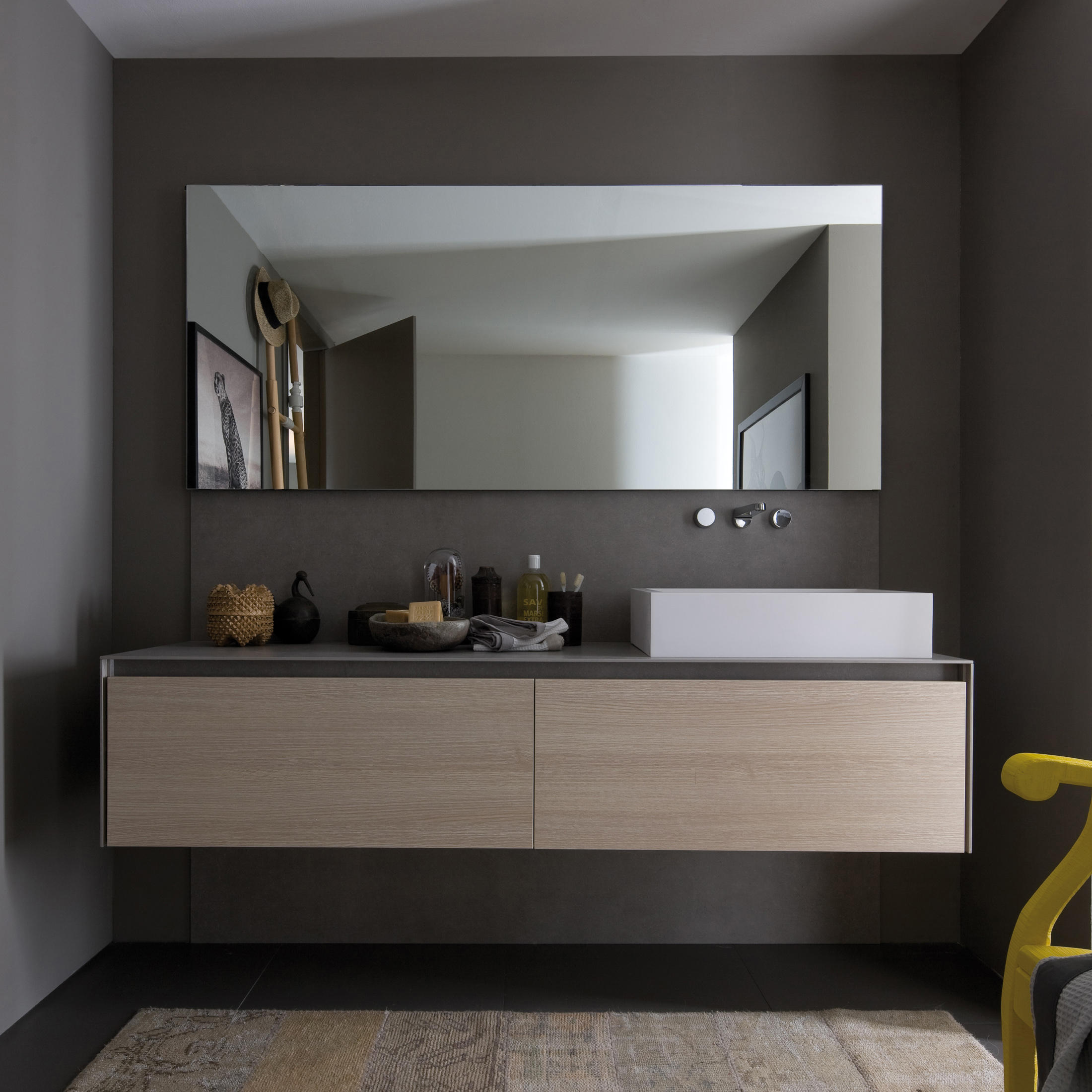 Double-width bathroom vanity cabinet for a shared bathroom