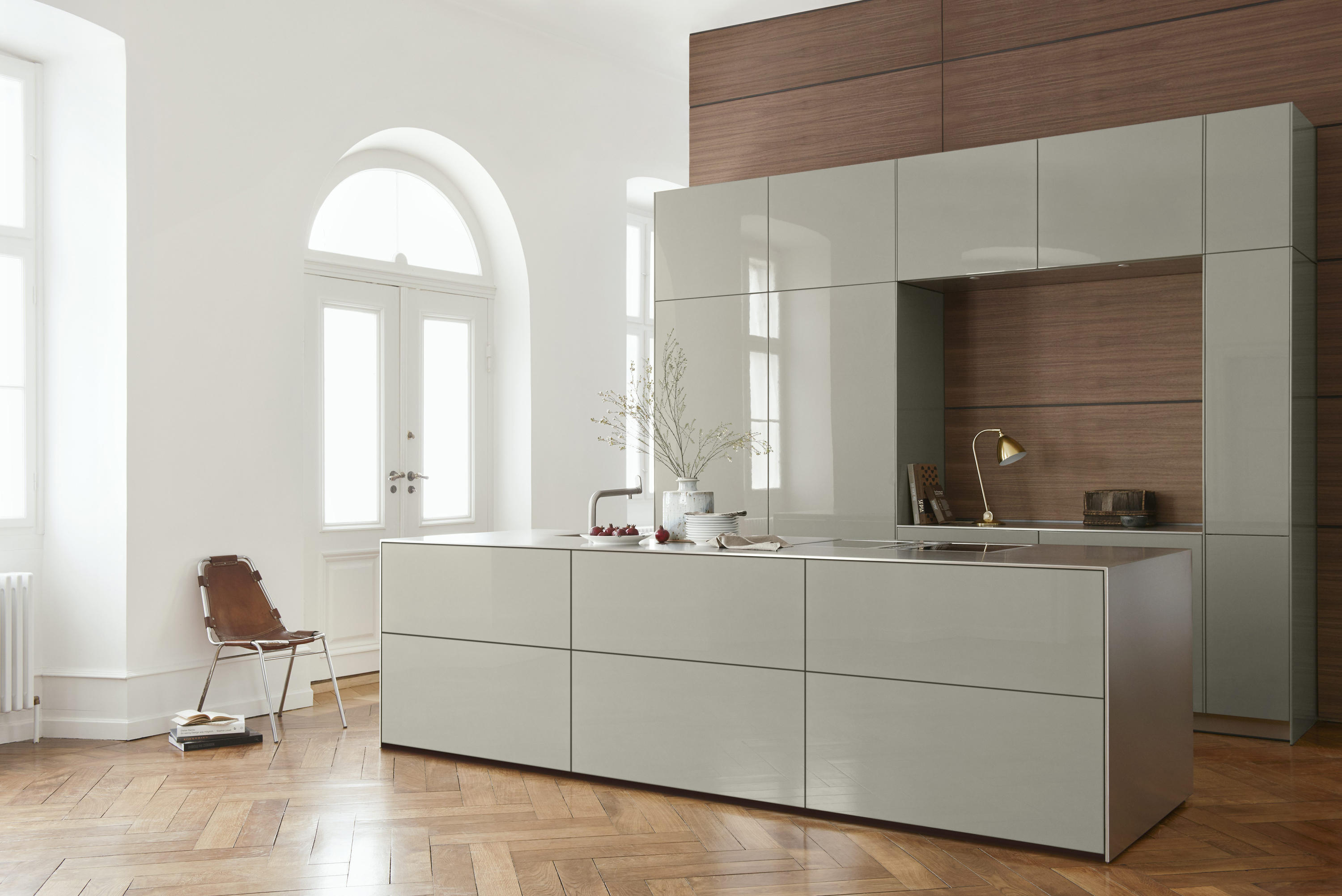 Modern kitchen island with integrated storage and clean cabinet lines