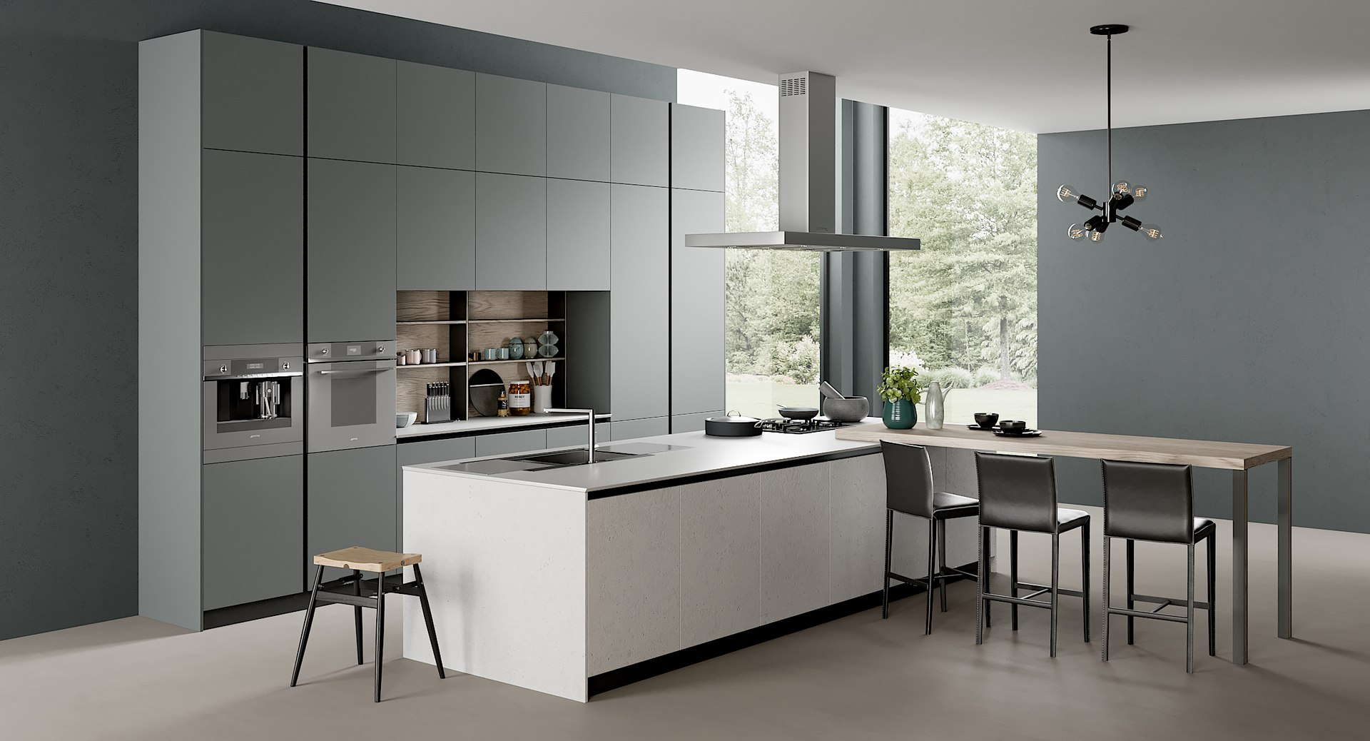 Modern customized kitchen cabinets with a light finish