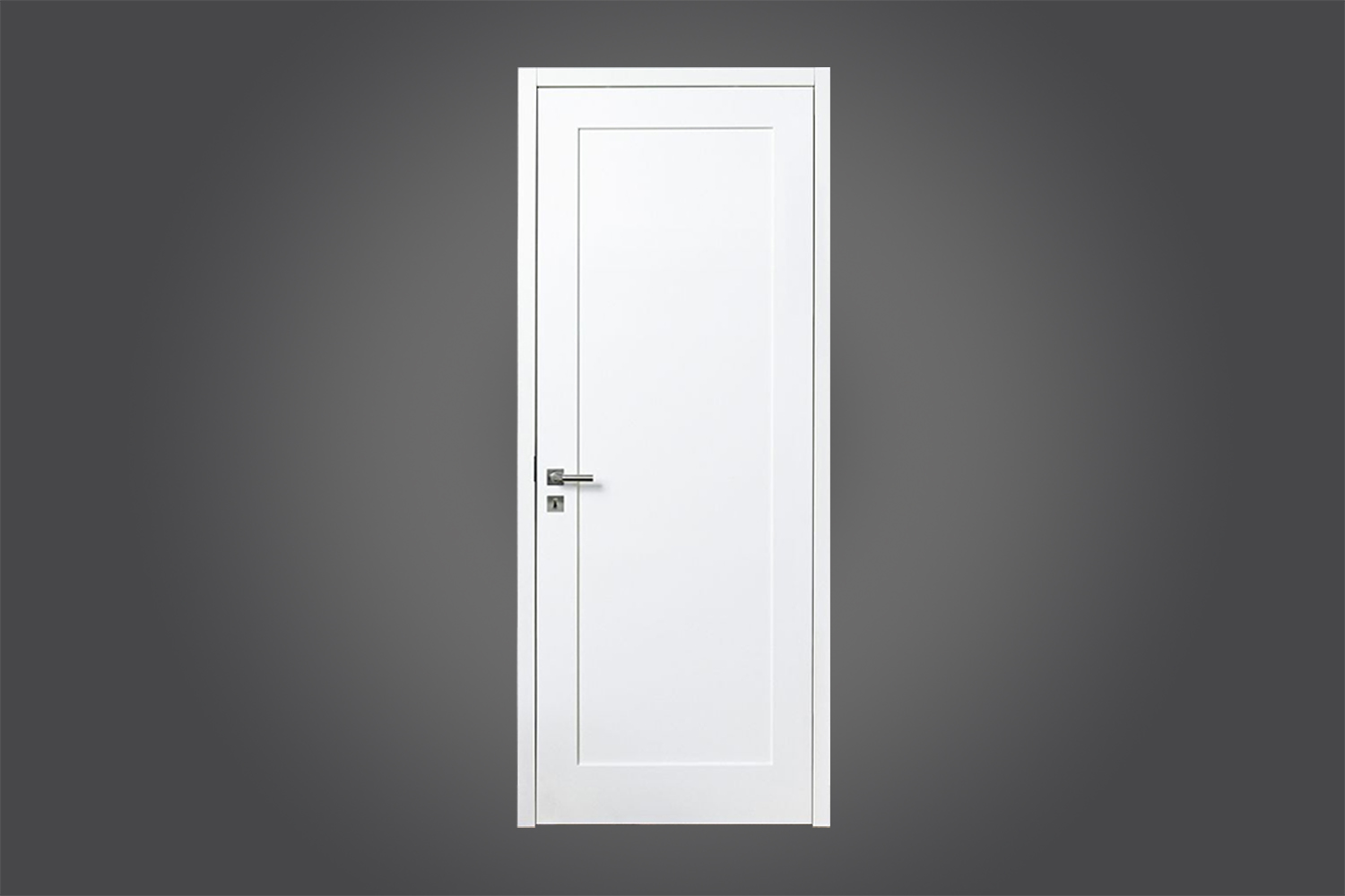 SIMPLE SILVER HANDLE SQUARE FRAME WHITE MODERN INTERIOR DOOR