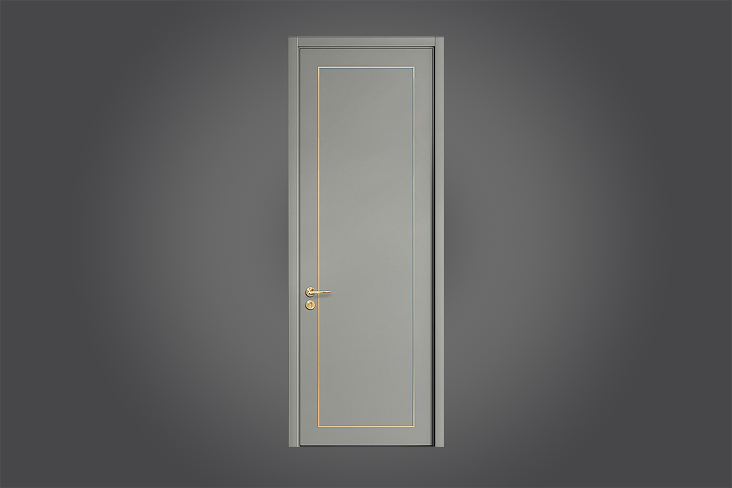 SIMPLE GOLD HANDLE SQUARE FRAME GREY MODERN INTERIOR DOOR