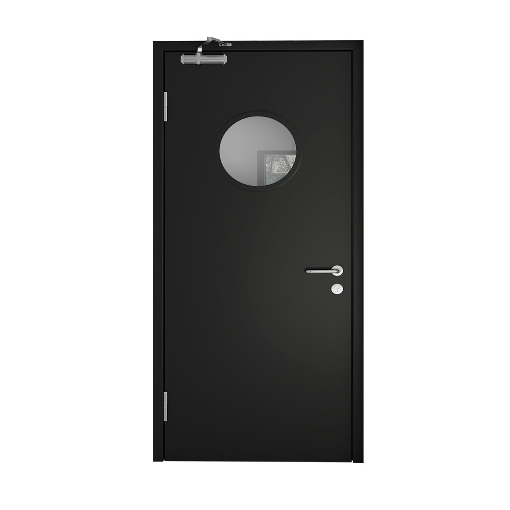 Modern design customized black melamine single fire proof wooden door for interior