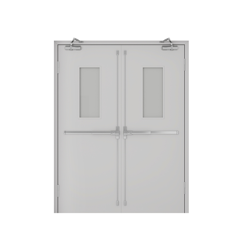 Modern design customized gray laminate fire proof door with window