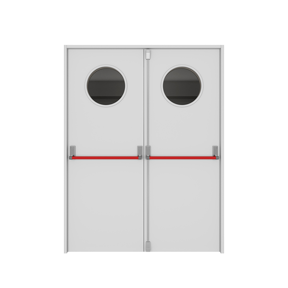 AIS 90 min steel double fire rated exterior door with push bar