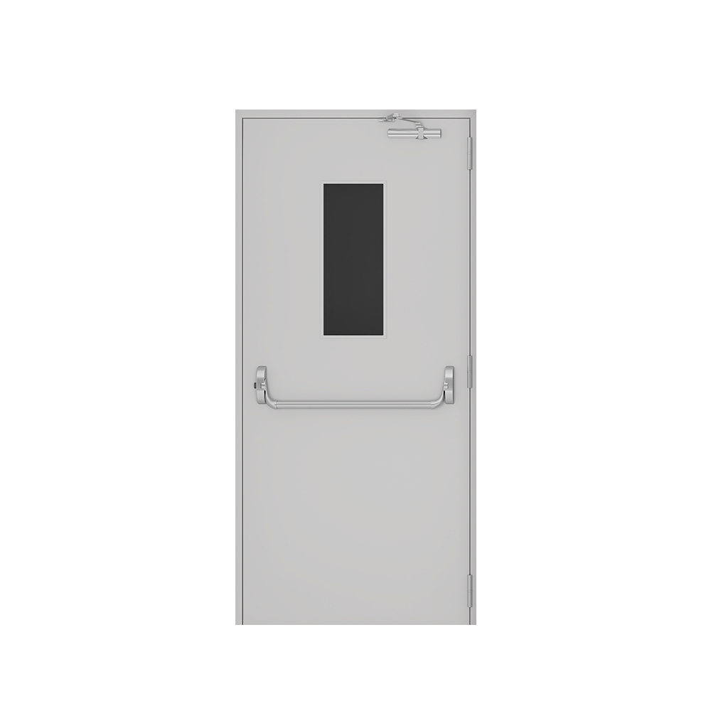 Modern high quality gray exterior stainless steel fire doors with window