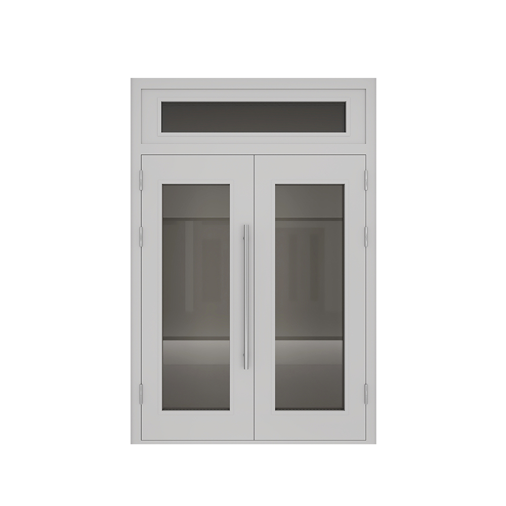 Modern design highend double door gray laminate fireproof door with windows