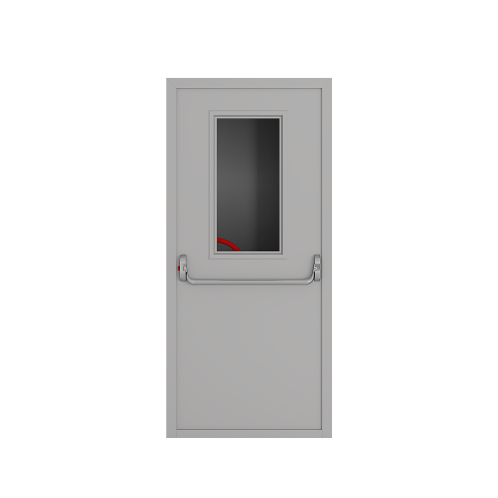 AIS finished grey steel fire door for flats