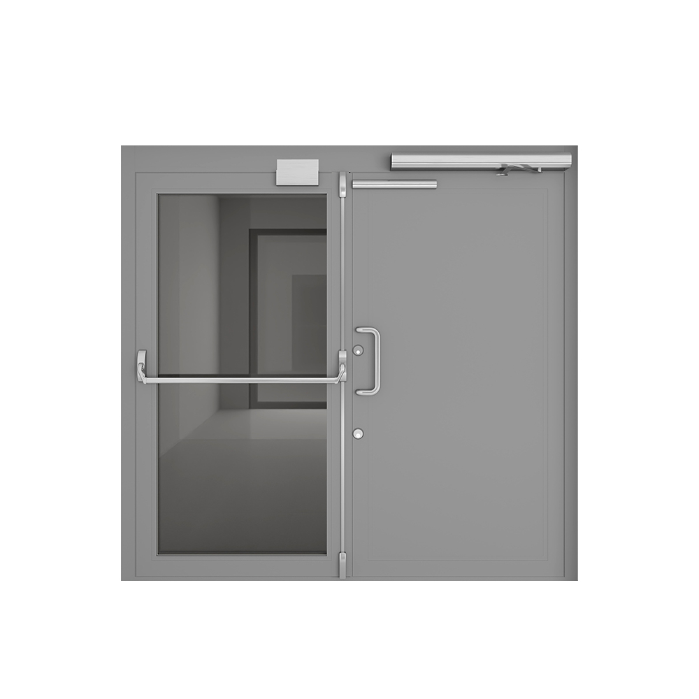 New modern style safety exit white double fireproof steel door